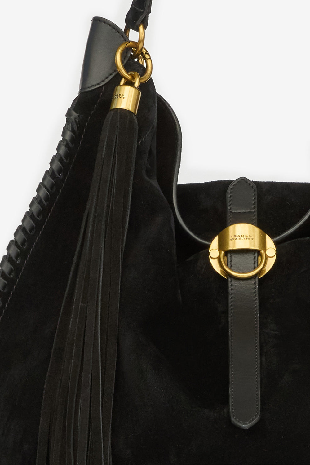 Sac oskan hobo folk en cuir de veau velours tressé - Noir - Woman - 4