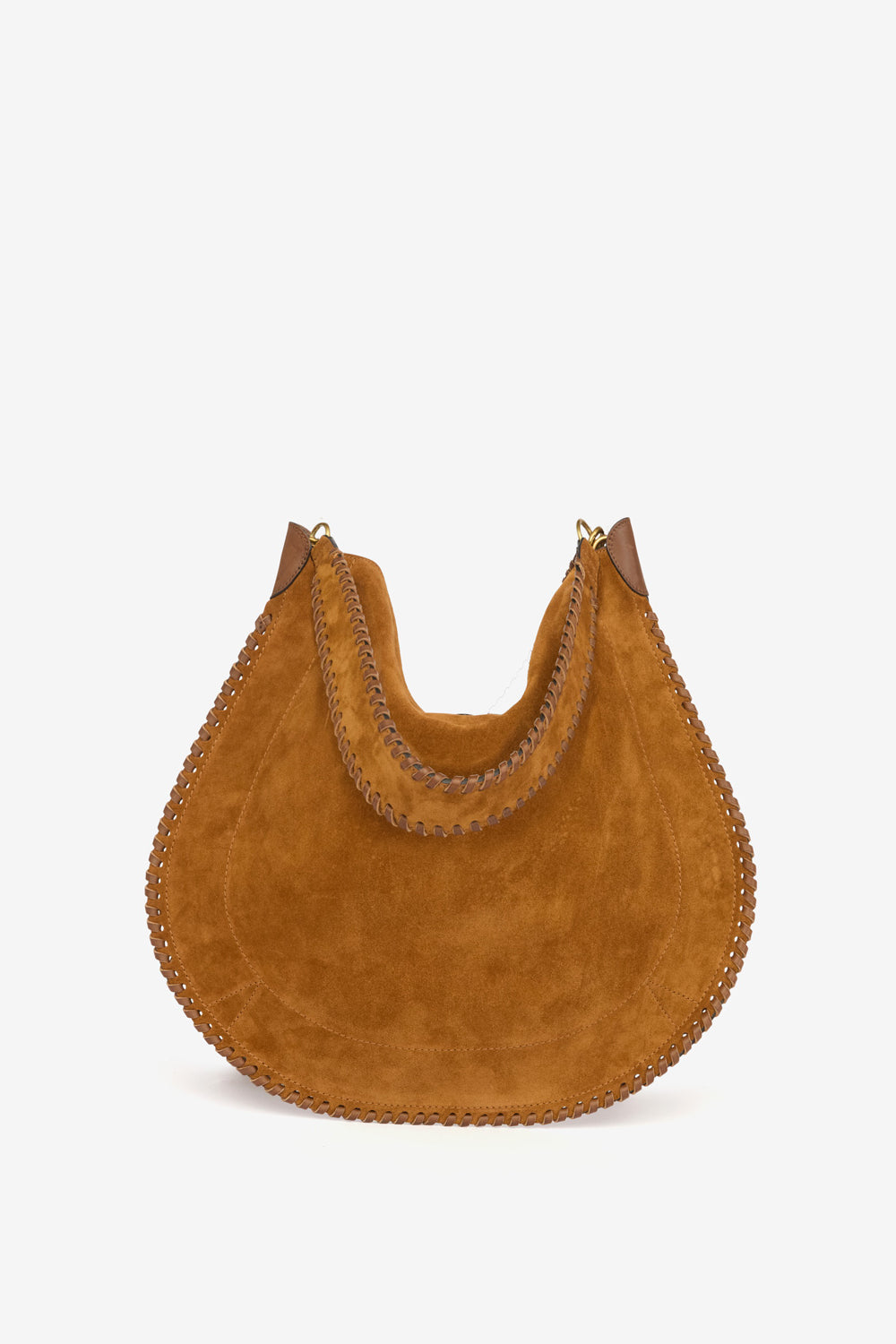 Oskan hobo folk braided suede calfskin leather bag - Cognac - Woman - 3