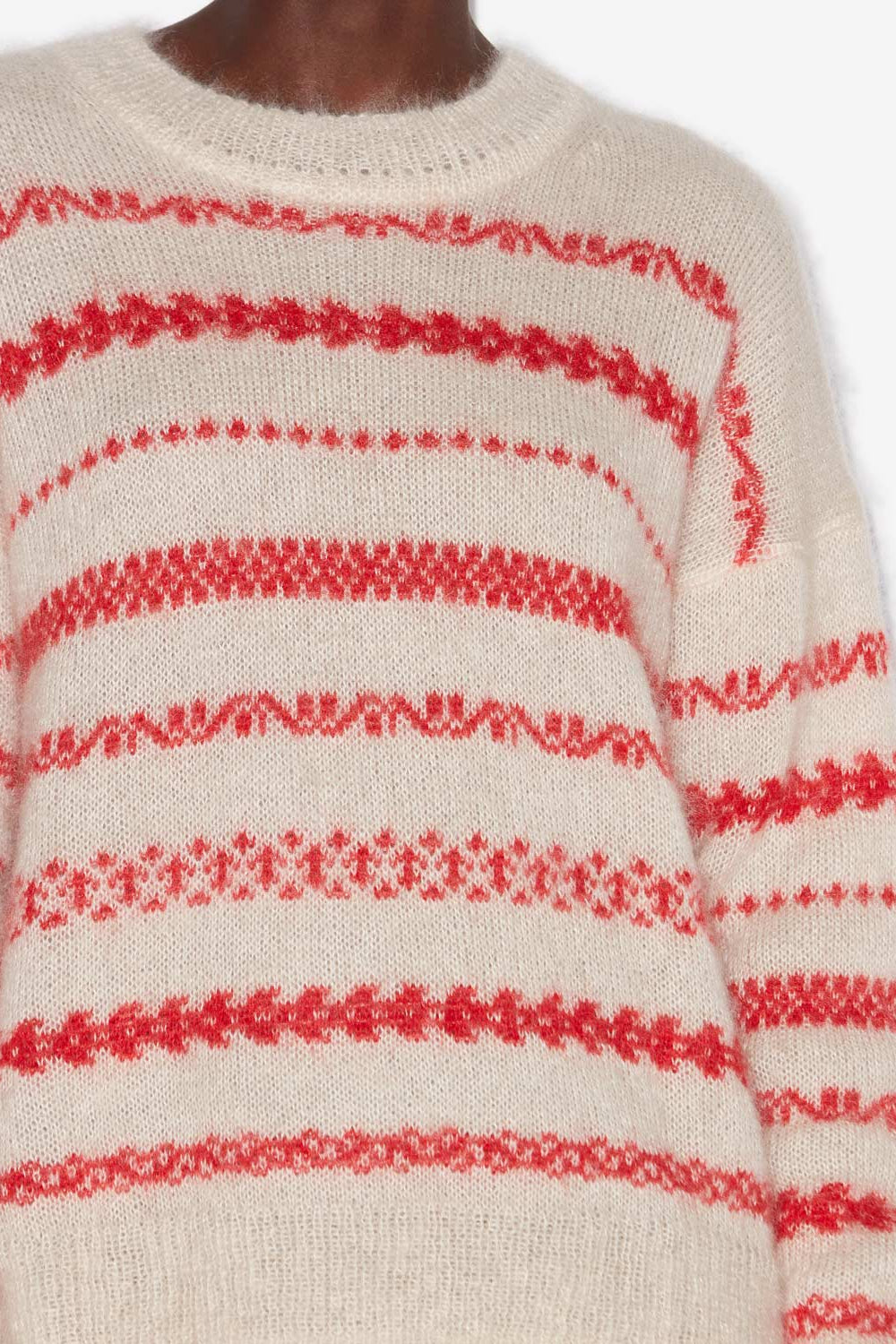 Aretha striped brushed mohair sweater - Ecru and red - Woman - 3