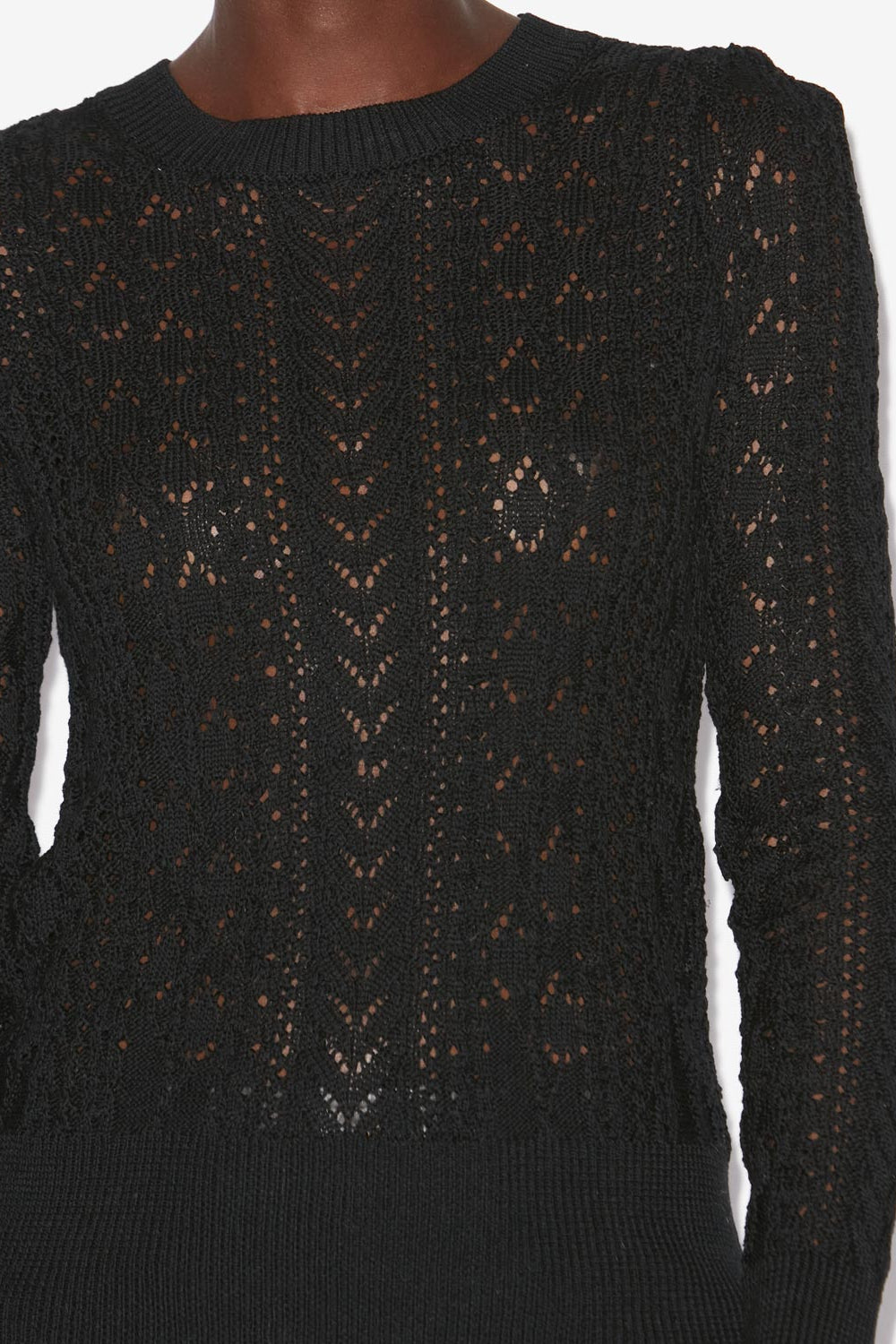 Adonis fitted openwork knit sweater - Black - Woman - 3