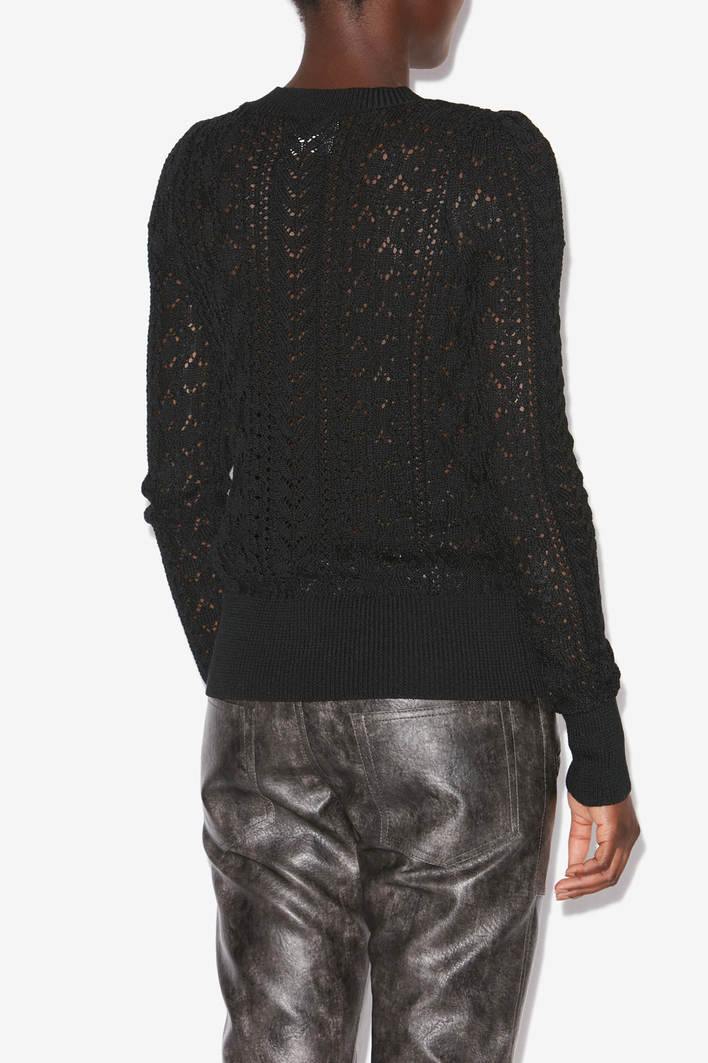 Adonis fitted openwork knit sweater - Black - Woman - 5