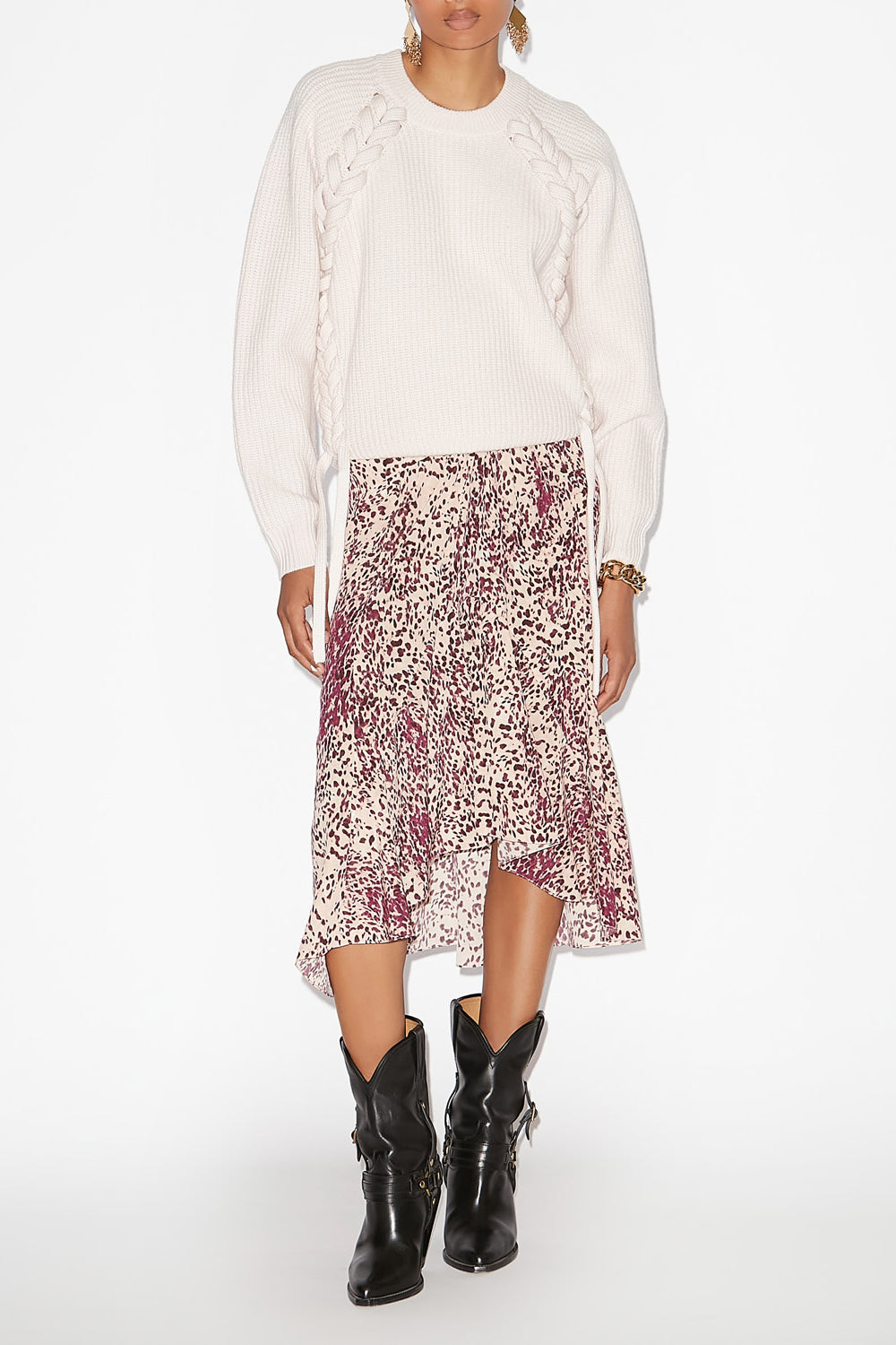 Noelia ribbed and braided merinos wool sweater - Nude - Woman - 2