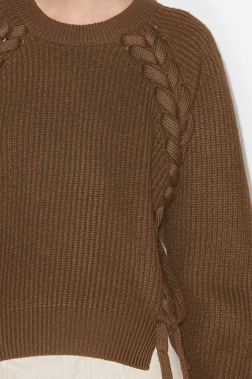 Noelia ribbed and braided merinos wool sweater - Bronze - Woman - 3
