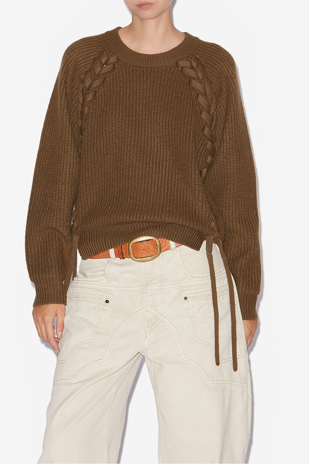 Noelia ribbed and braided merinos wool sweater - Bronze - Woman - 4