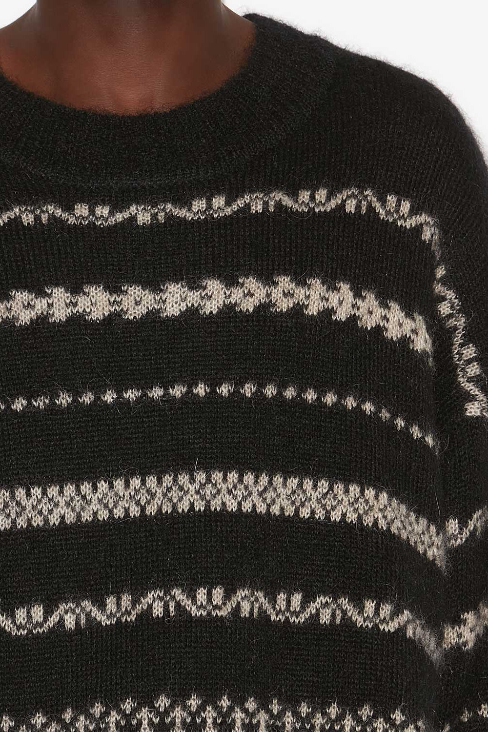 Maglione amory in mohair garzato a righe - Black-beige - Man - 3