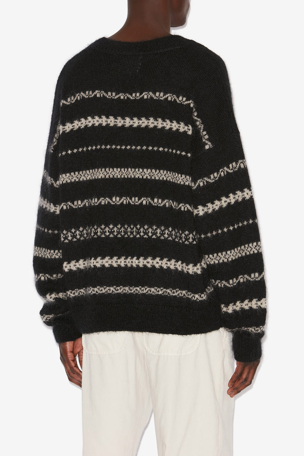 Maglione amory in mohair garzato a righe - Black-beige - Man - 5