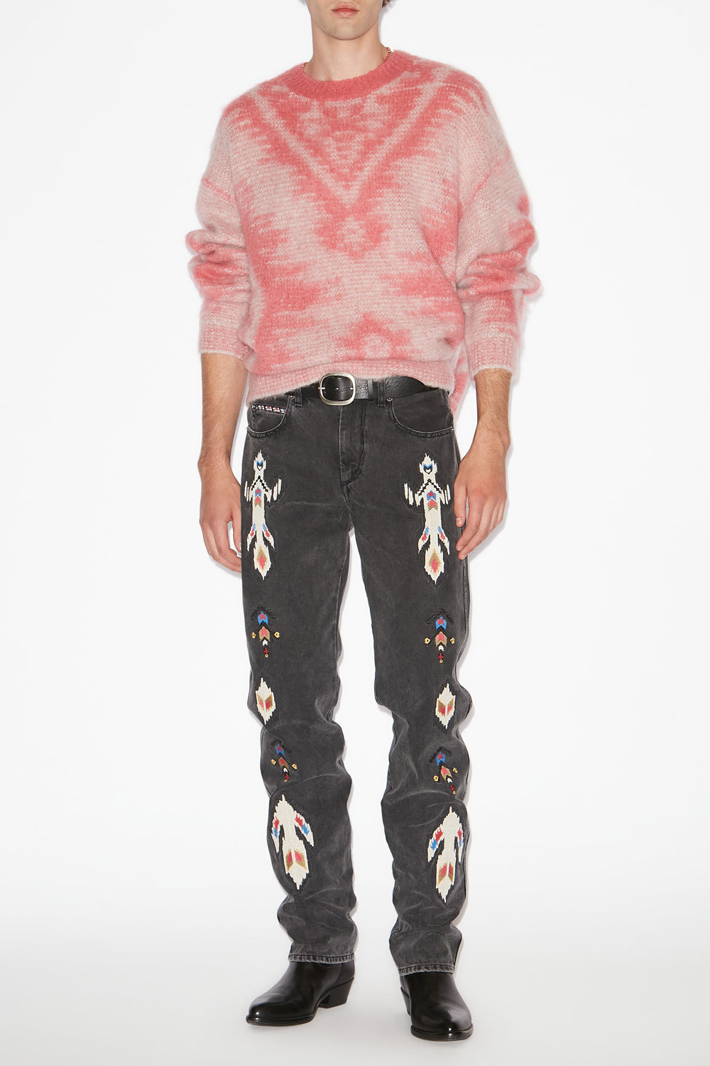 Fabo イカットパターン入り モヘアセーター - ピンク - Man - 2