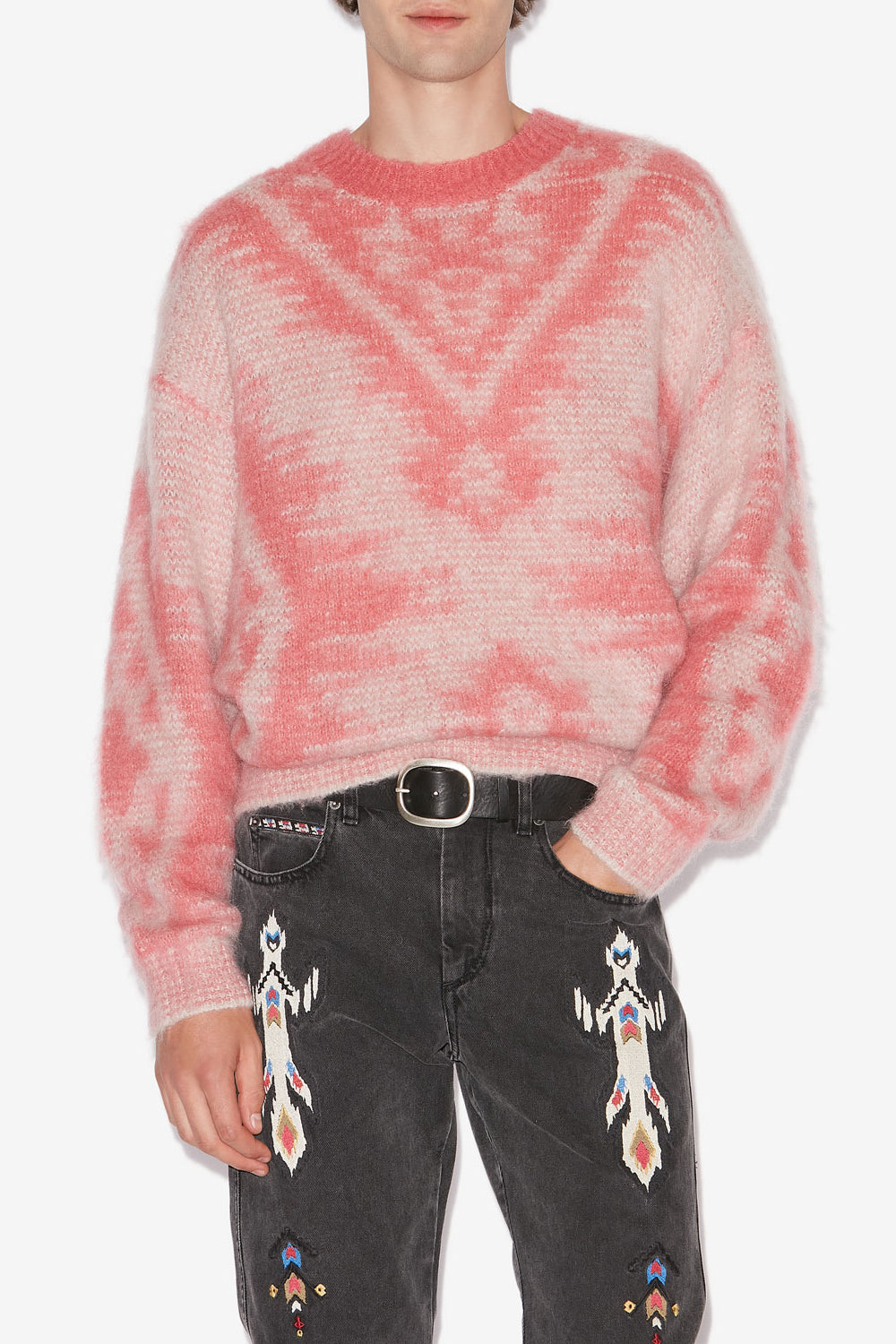 Fabo イカットパターン入り モヘアセーター - ピンク - Man - 4