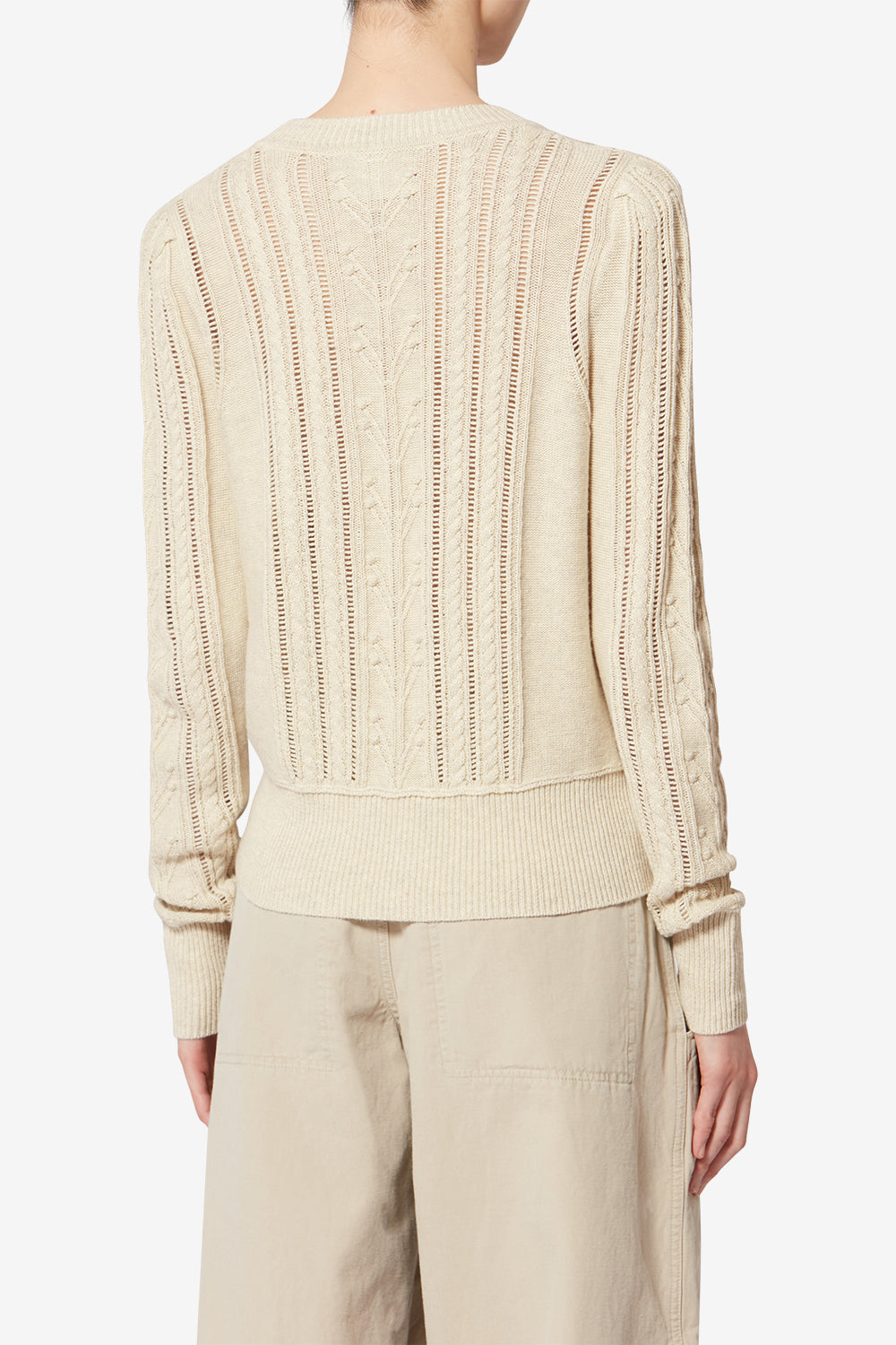 Kalyn openwork cotton blend sweater - Light gray - Woman - 5