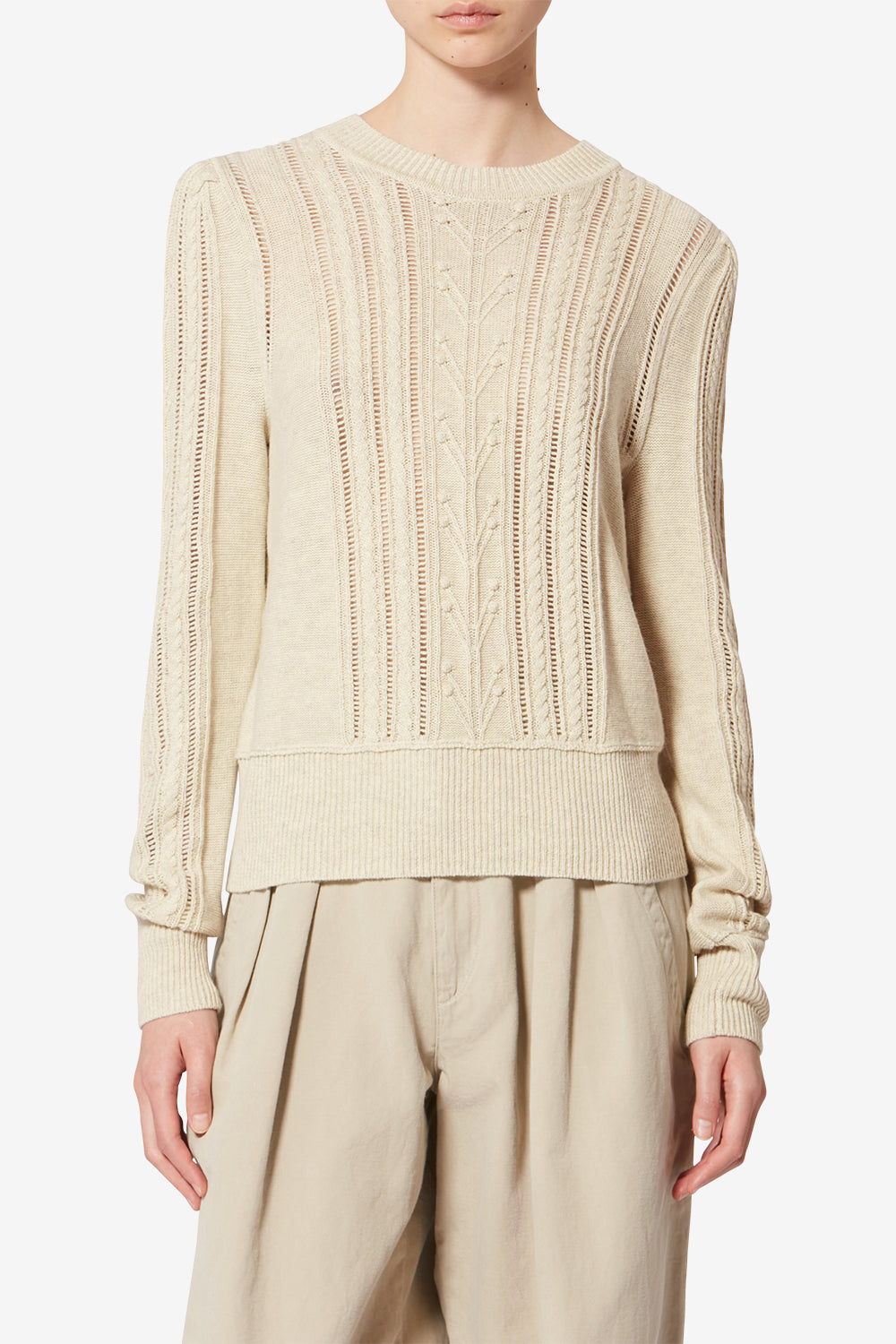 Kalyn openwork cotton blend sweater - Light gray - Woman - 4