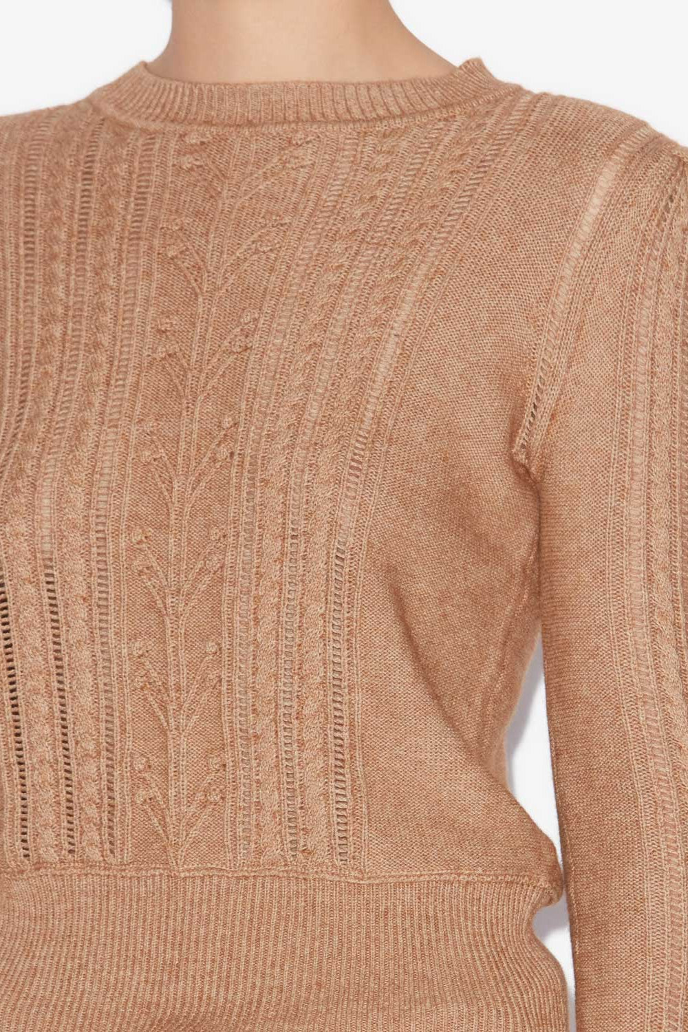 Kalyn fitted cotton and wool sweater - Camel - Woman - 3