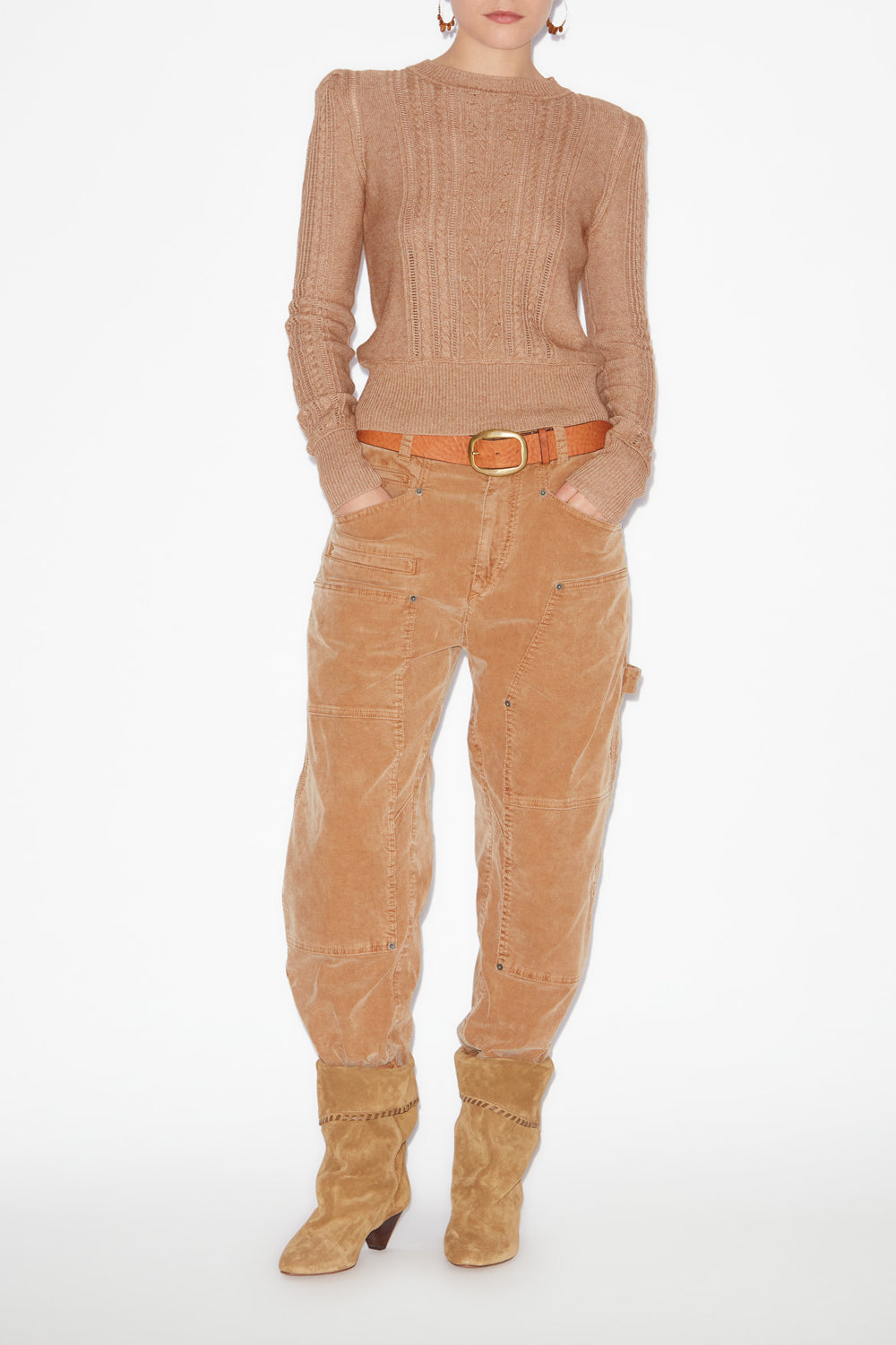 Kalyn fitted cotton and wool sweater - Camel - Woman - 2
