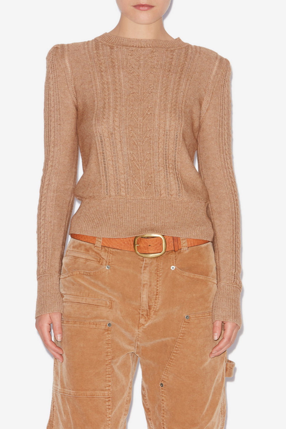 Kalyn fitted cotton and wool sweater - Camel - Woman - 4