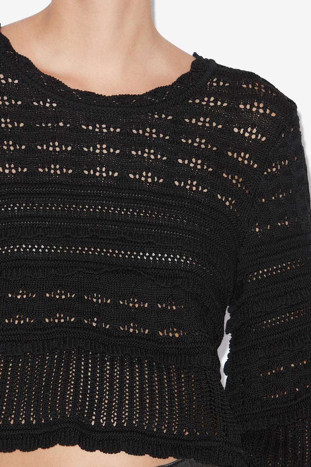 Azelia loose-fitting openwork knit sweater - Black - Woman - 3