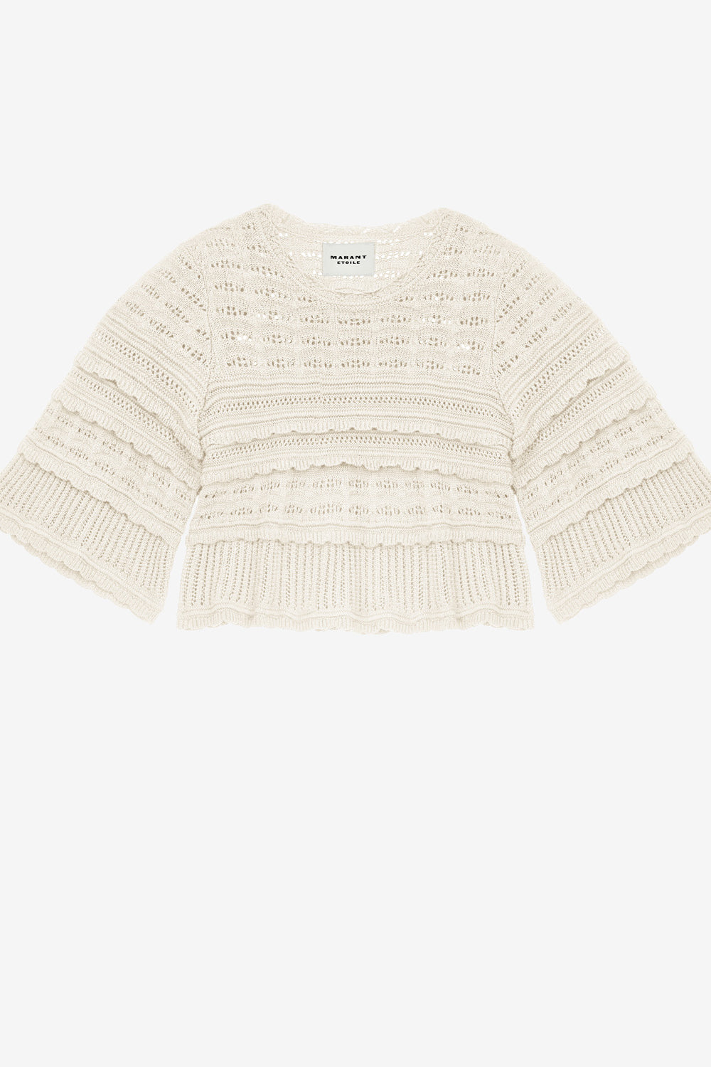 Azelia loose-fitting openwork knit sweater - Ecru - Woman - 1