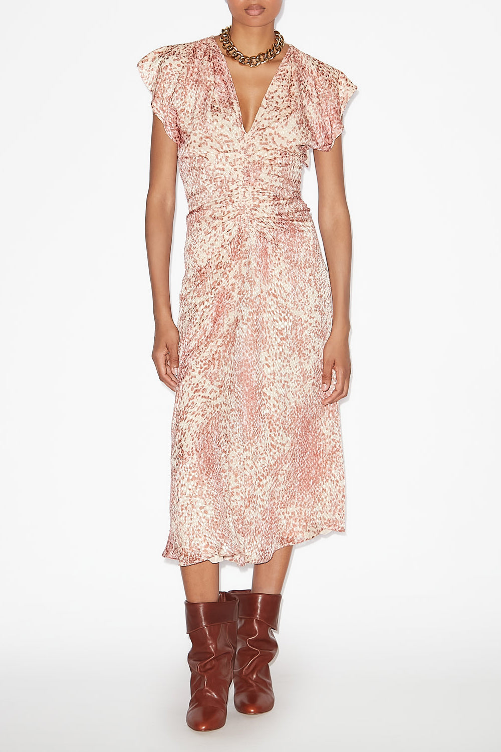 Lyndsay burnout velvet midi dress - Light red/ecru - Woman - 2