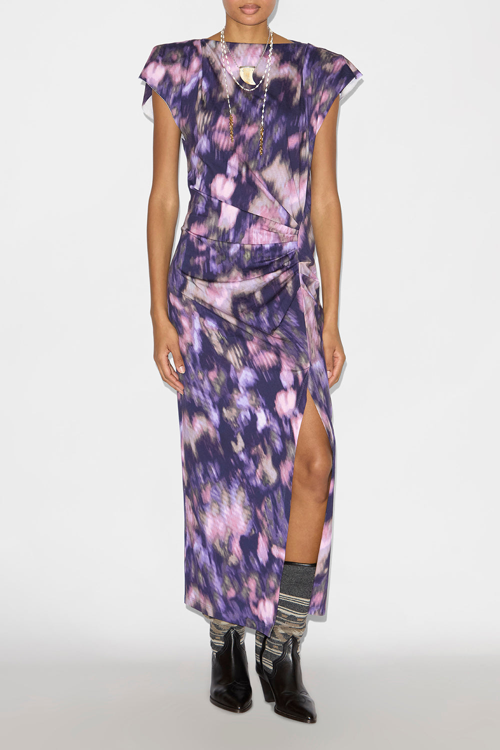 Nadela long printed jersey dress - Purple-lilac - Woman - 2