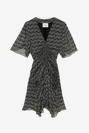 Vivienne short printed muslin dress - Black - Woman