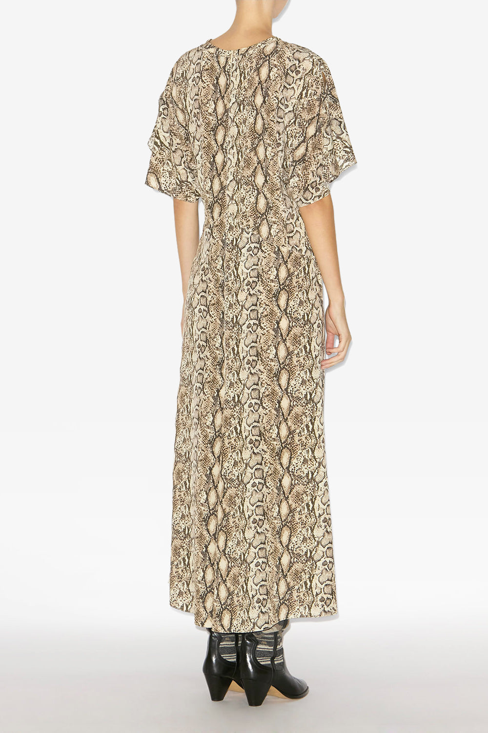 Keany long silk python print dress - Natural - Woman - 4