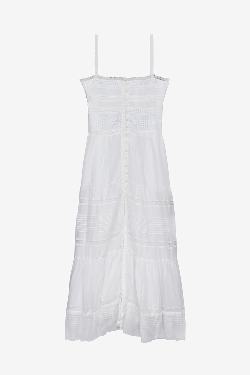 Divine long elaborate cotton voile dress - White - Woman - 1