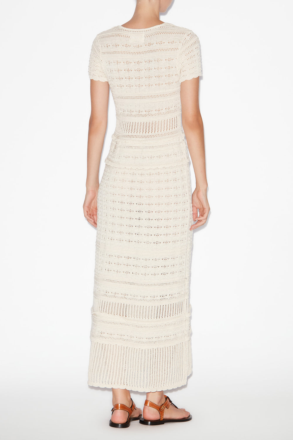 Aurore long openwork knit dress - Ecru - Woman - 4