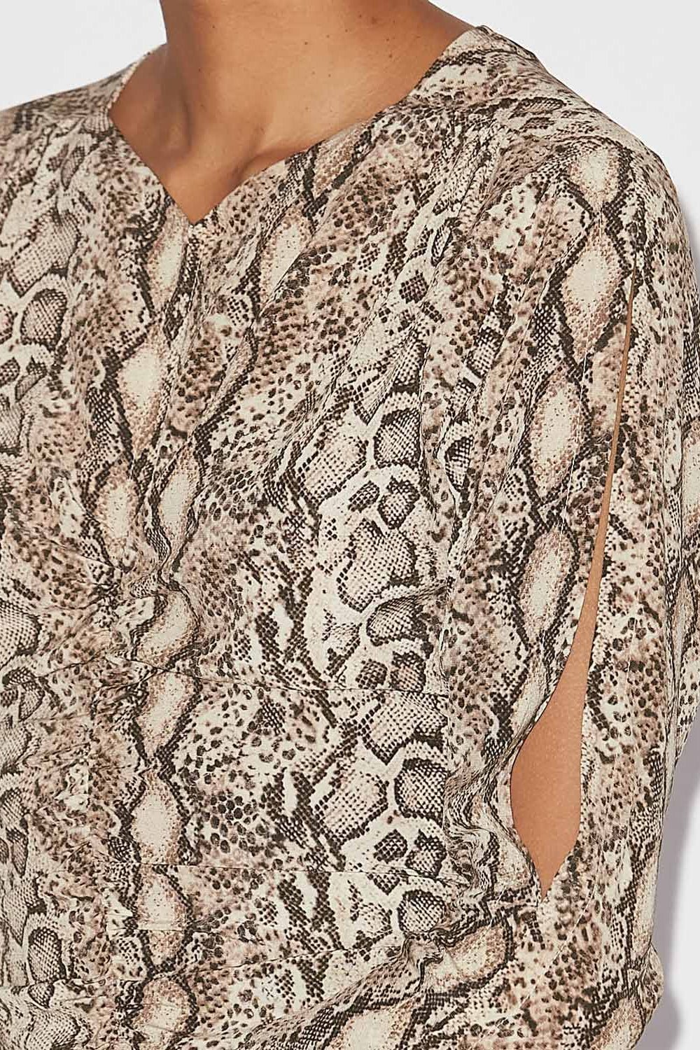 Octavia short gathered printed silk dress - Natural - Woman - 3