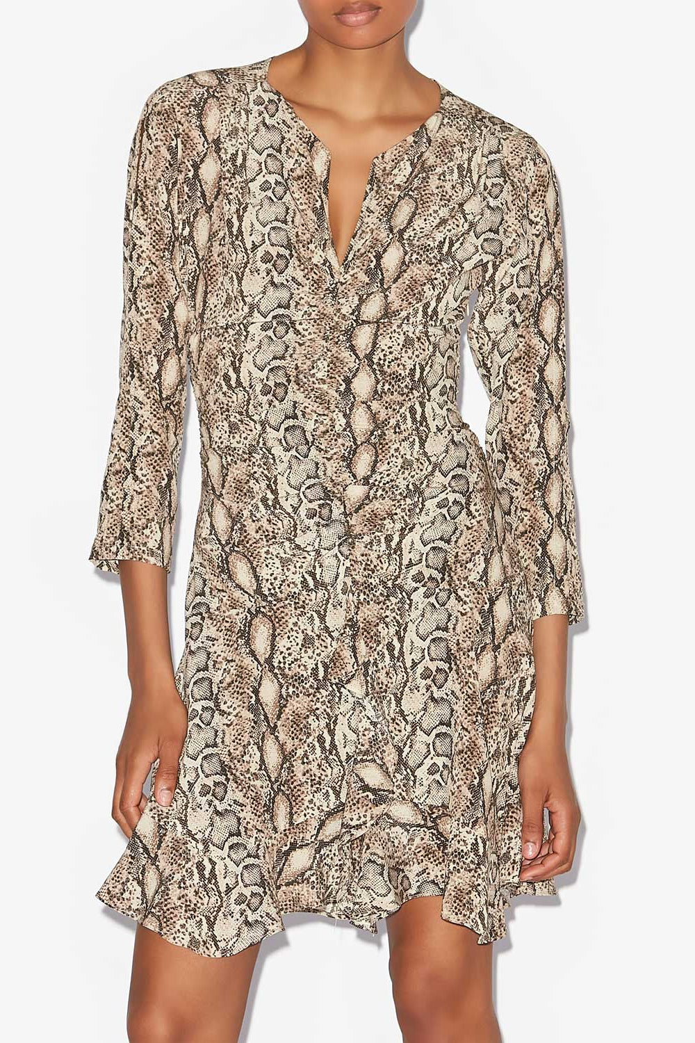Octavia short gathered printed silk dress - Natural - Woman - 4