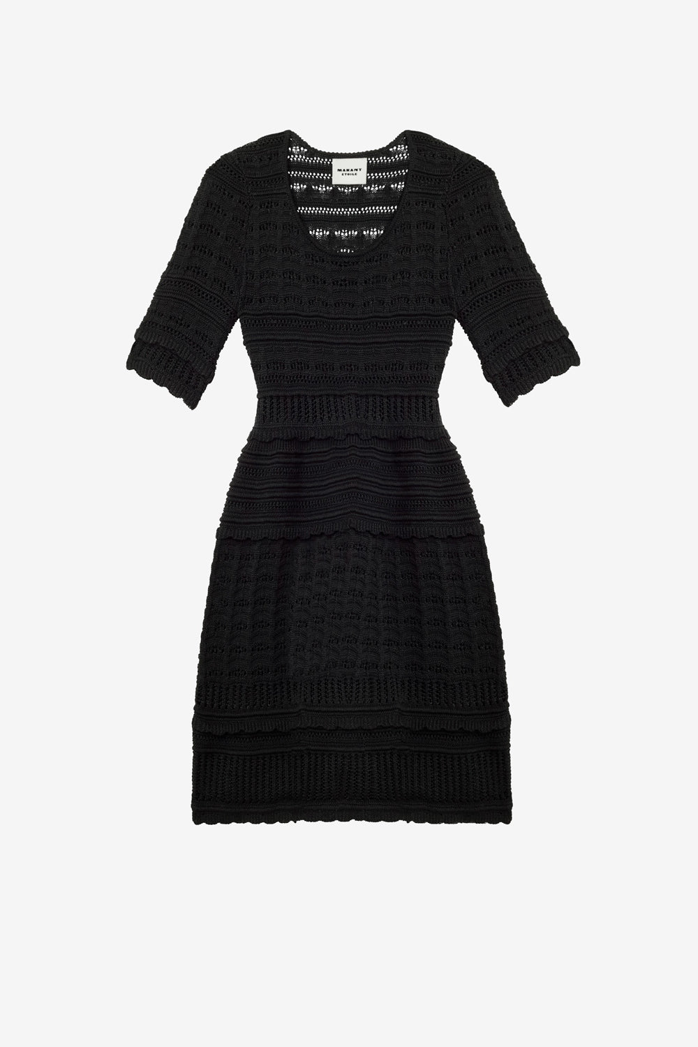 Abril short openwork knit dress - Black - Woman - 1