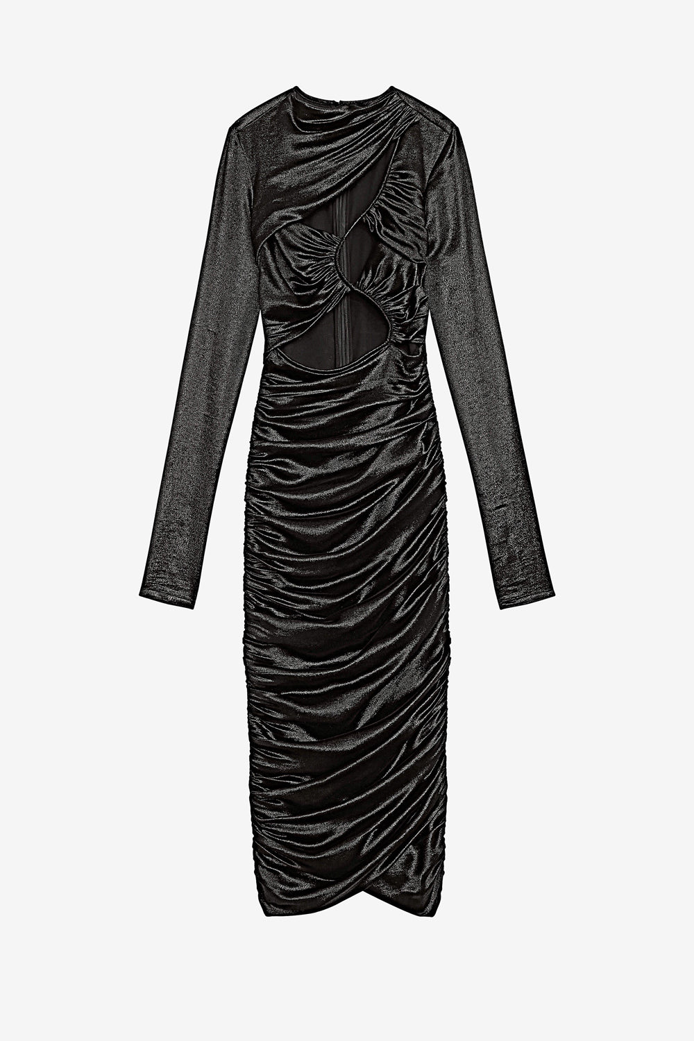 Rayana draped silk and lurex dress - Black - Woman - 1