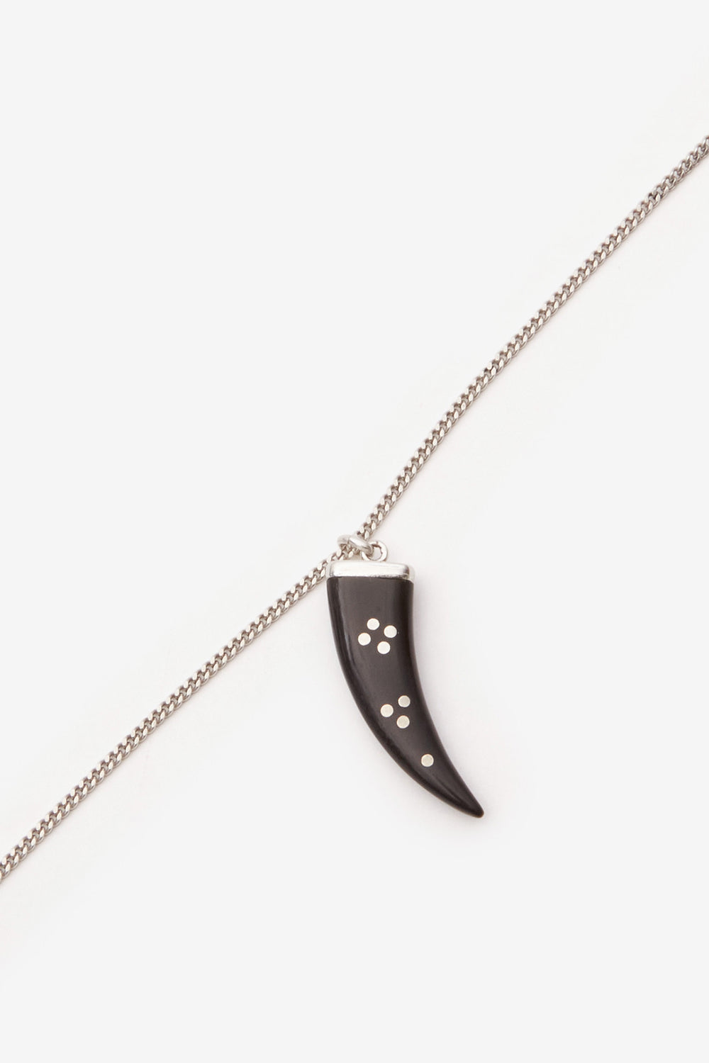 Maji long horn pendant necklace - Black and silver - Man - 3