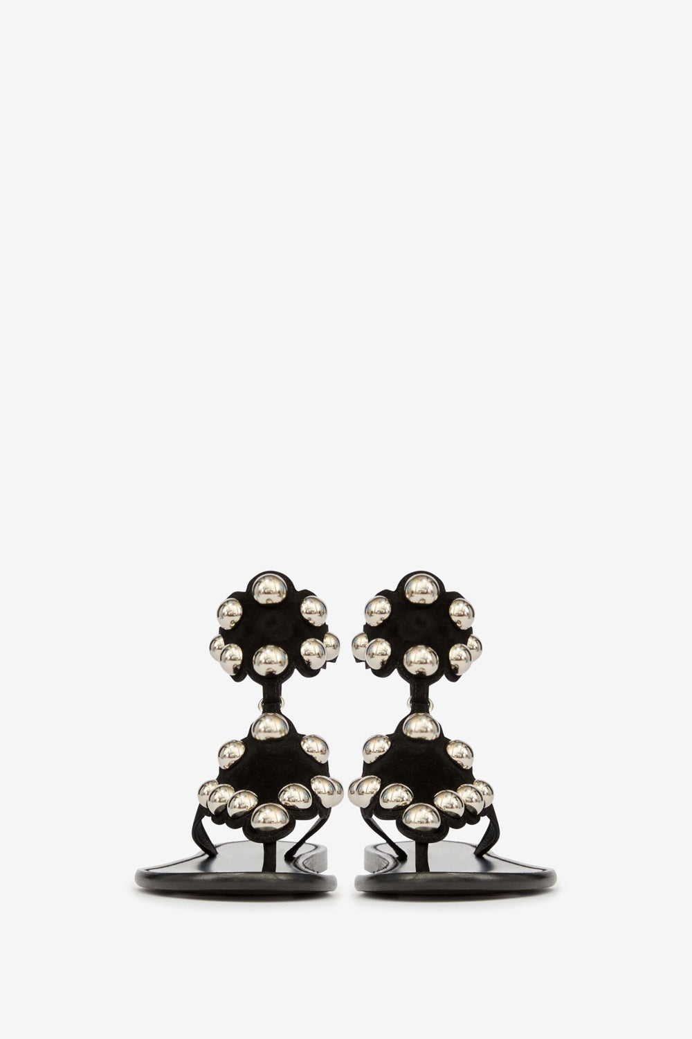 Sandalias de piel de ante con pedrería velvee - Black and silver - Woman - 4