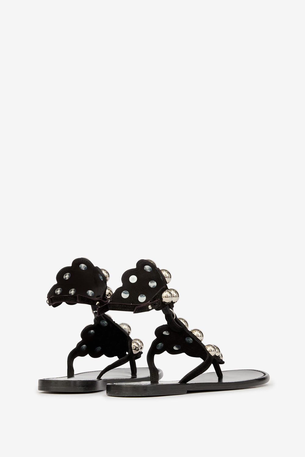 Sandalias de piel de ante con pedrería velvee - Black and silver - Woman - 2