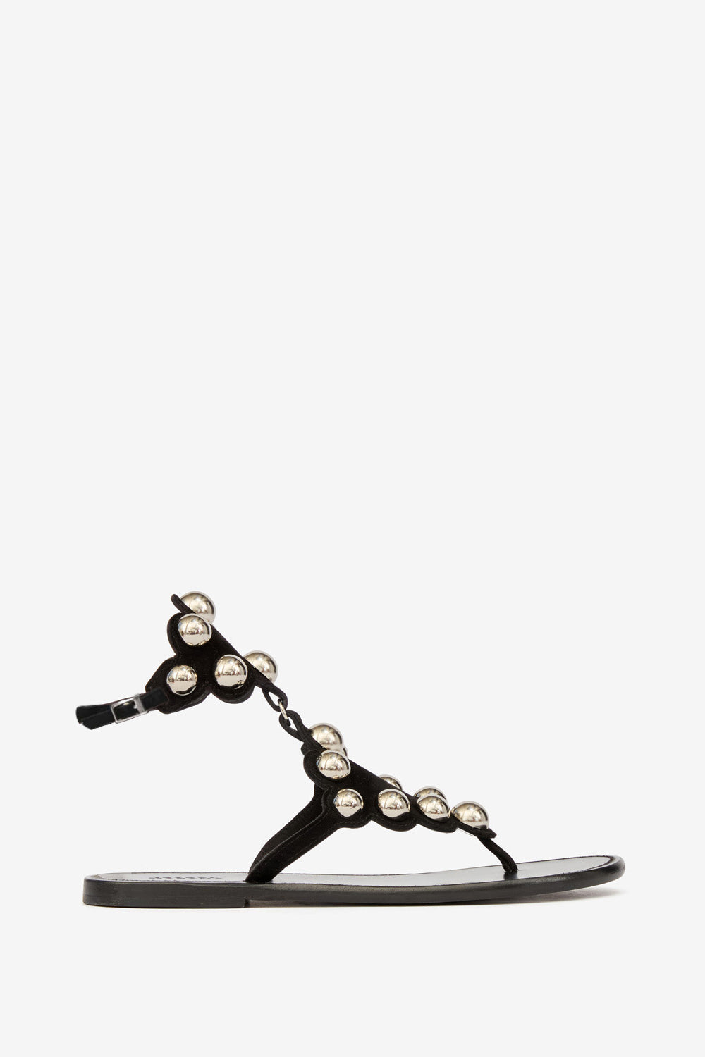 Sandalias de piel de ante con pedrería velvee - Black and silver - Woman - 1