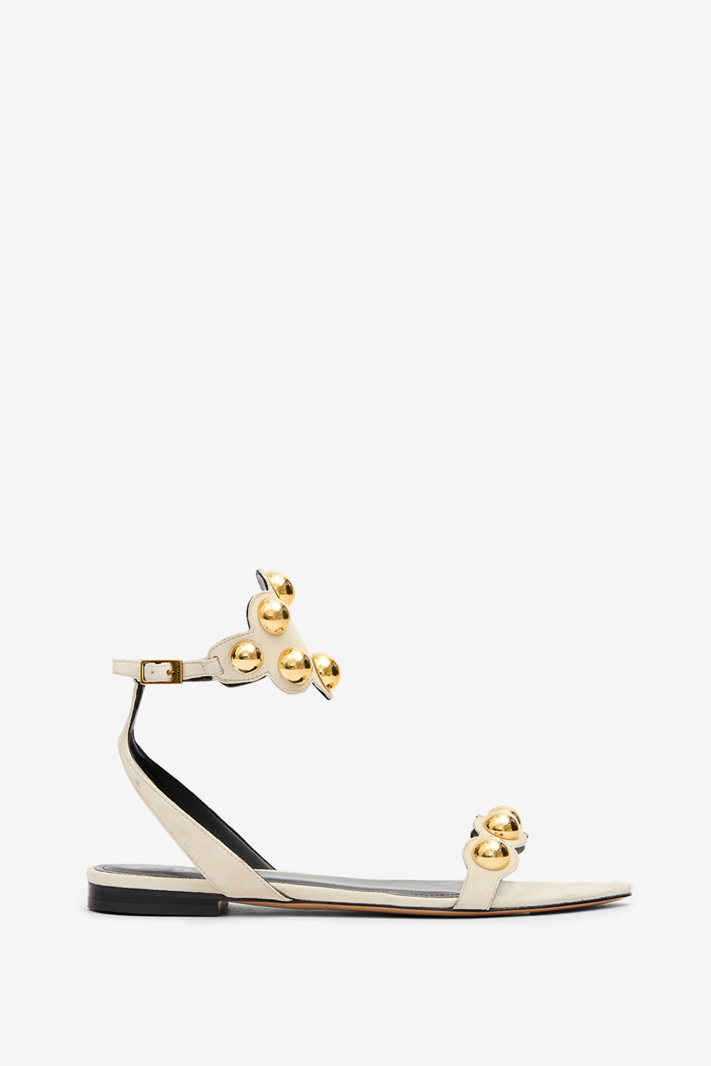 Sandalias aselda de piel de ante con pedrería - Crudo-oro - Woman - 1