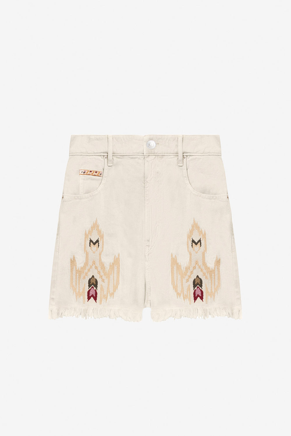 Lesia short embroidered denim shorts - Ecru - Woman - 1