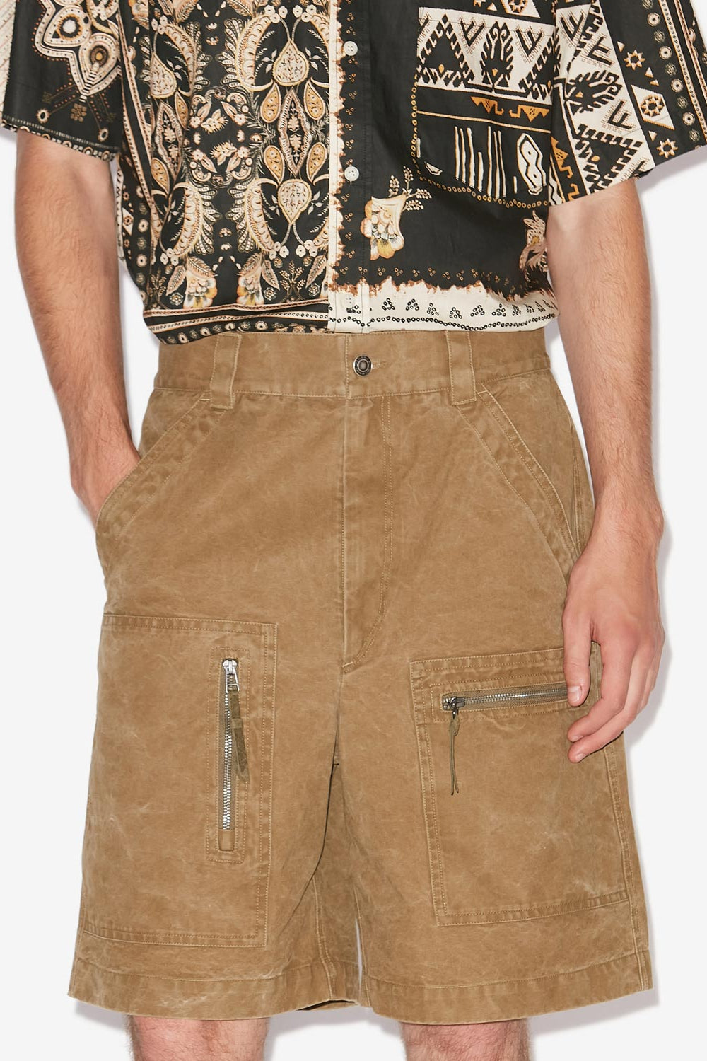 Pantaloncini kyle in cotone spalmato - Light bronze - Man - 4