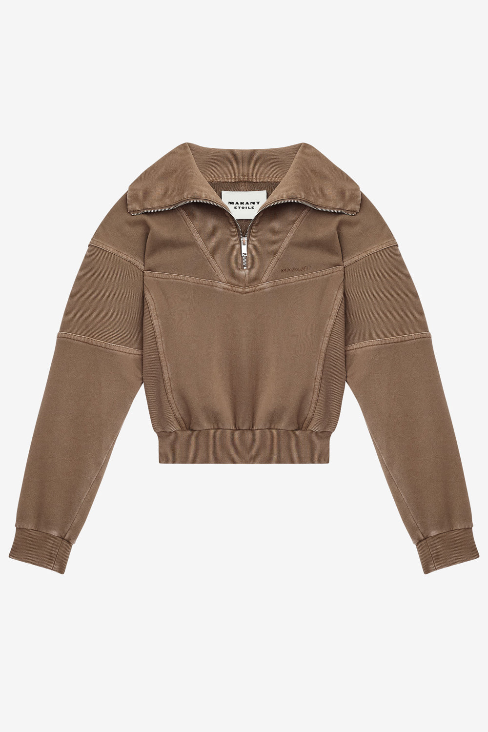 Sweatshirt yaele en jersey délavé surpiqué - Kaki - Woman - 1