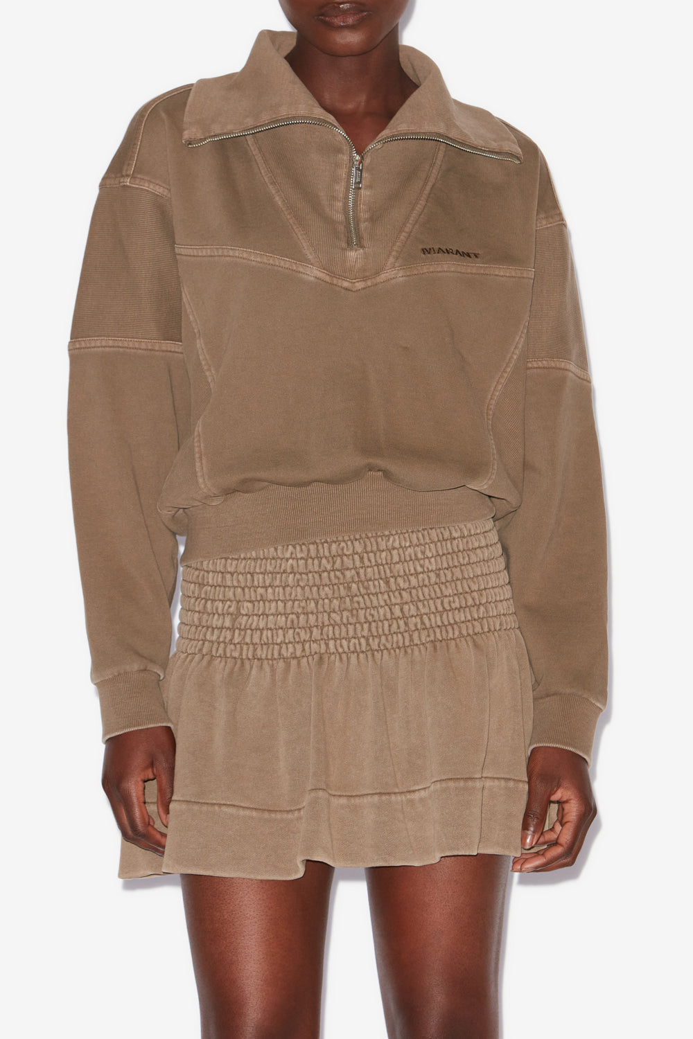 Sweatshirt yaele en jersey délavé surpiqué - Kaki - Woman - 4