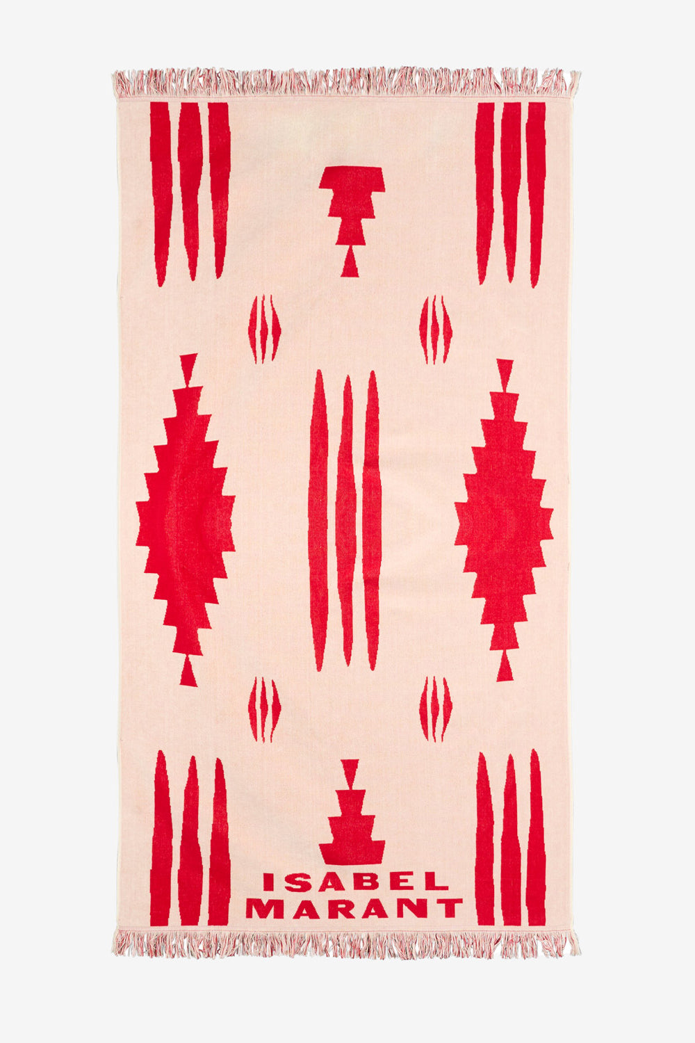 Maratea cotton graphic pattern towel - Ecru and red - Woman - 1