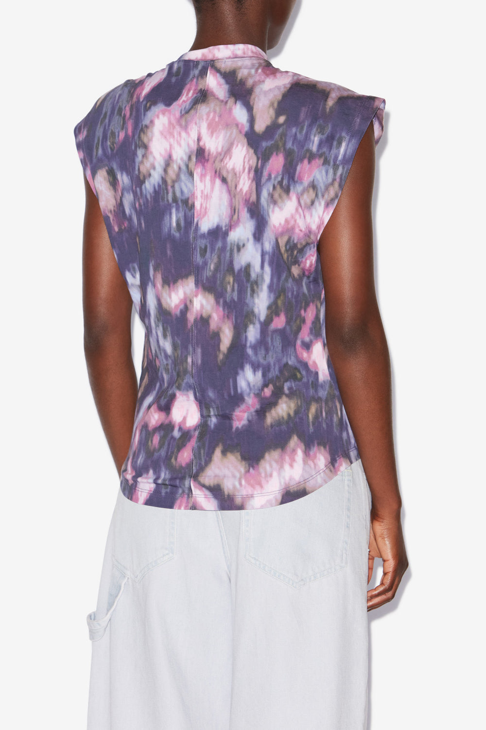 Nayda asymmetrical printed cotton t-shirt - Purple-lilac - Woman - 5