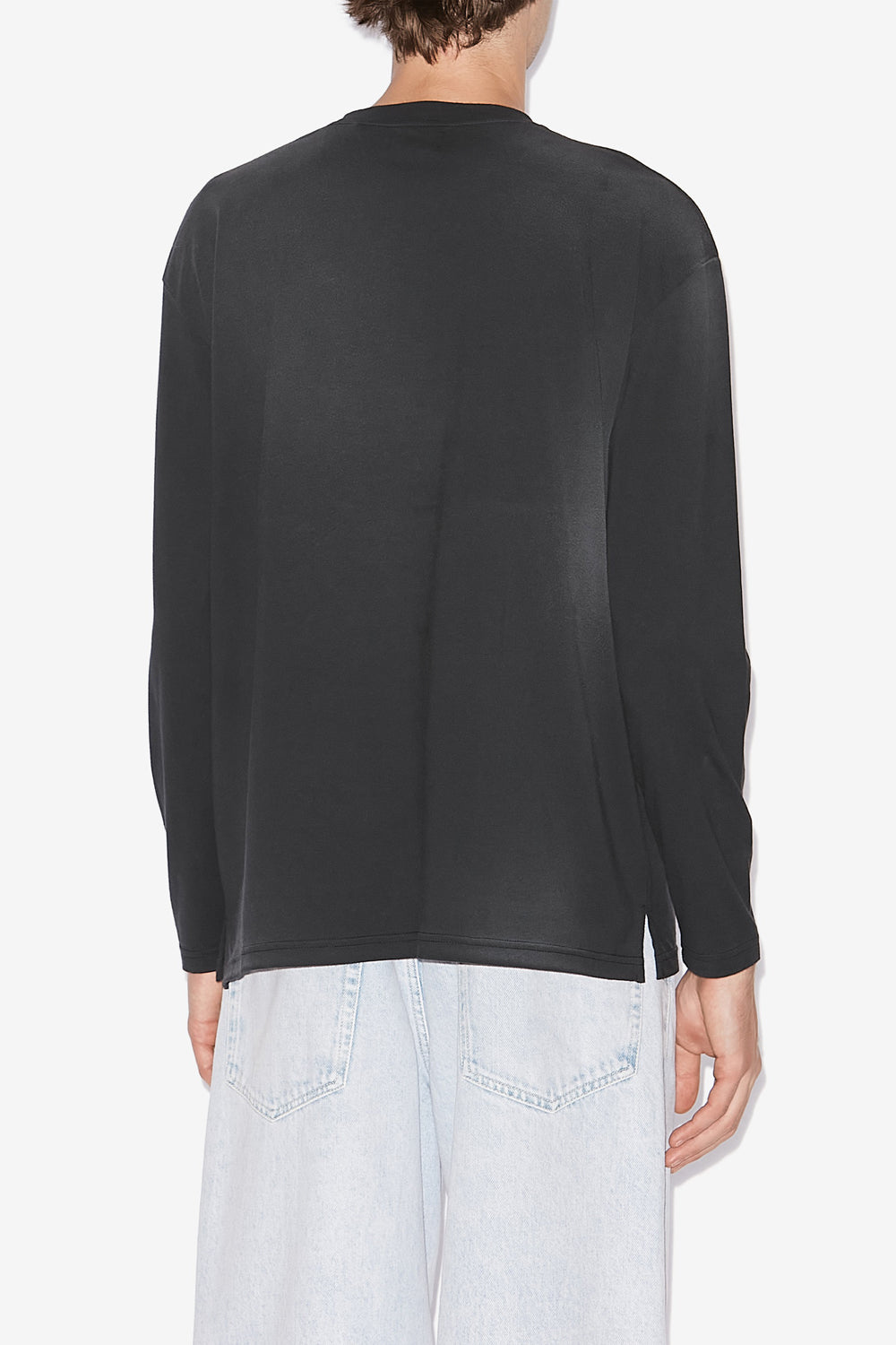 레이로하 프린트 리넨 티셔츠 - 검정으로 씻어낸 - Man - 5