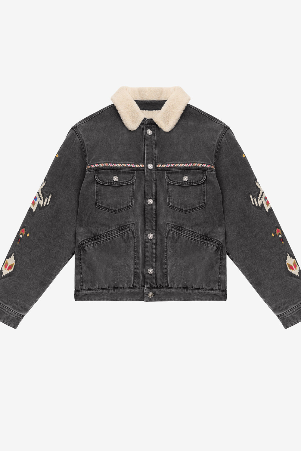 Jacke jenson aus besticktem denim - Dunkelgrau - Man - 1