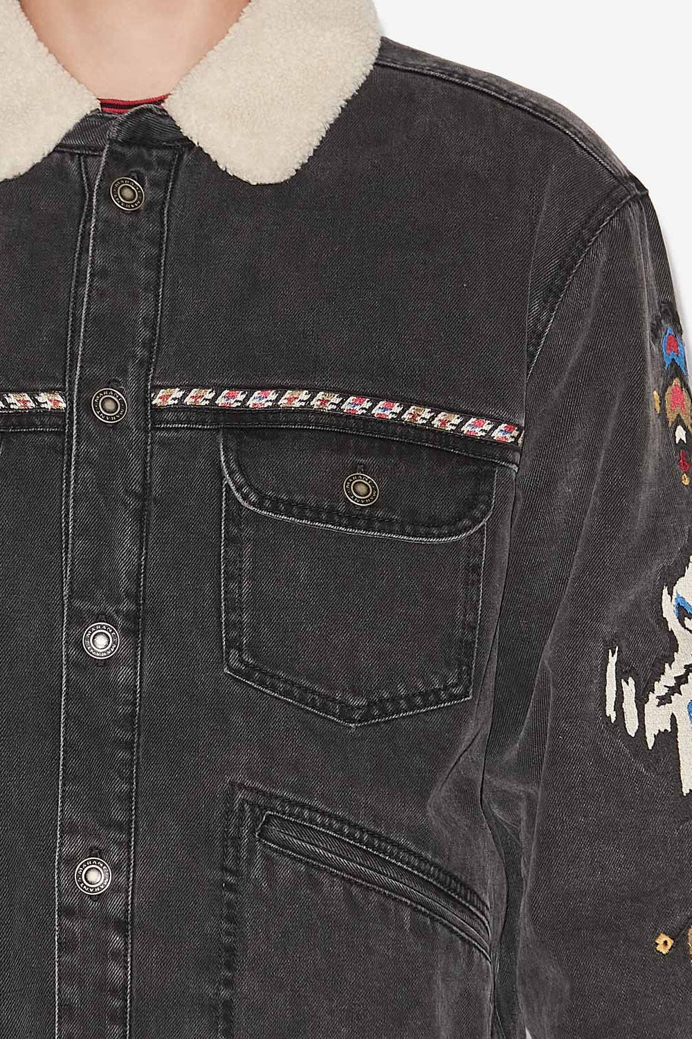 Jacke jenson aus besticktem denim - Dunkelgrau - Man - 3