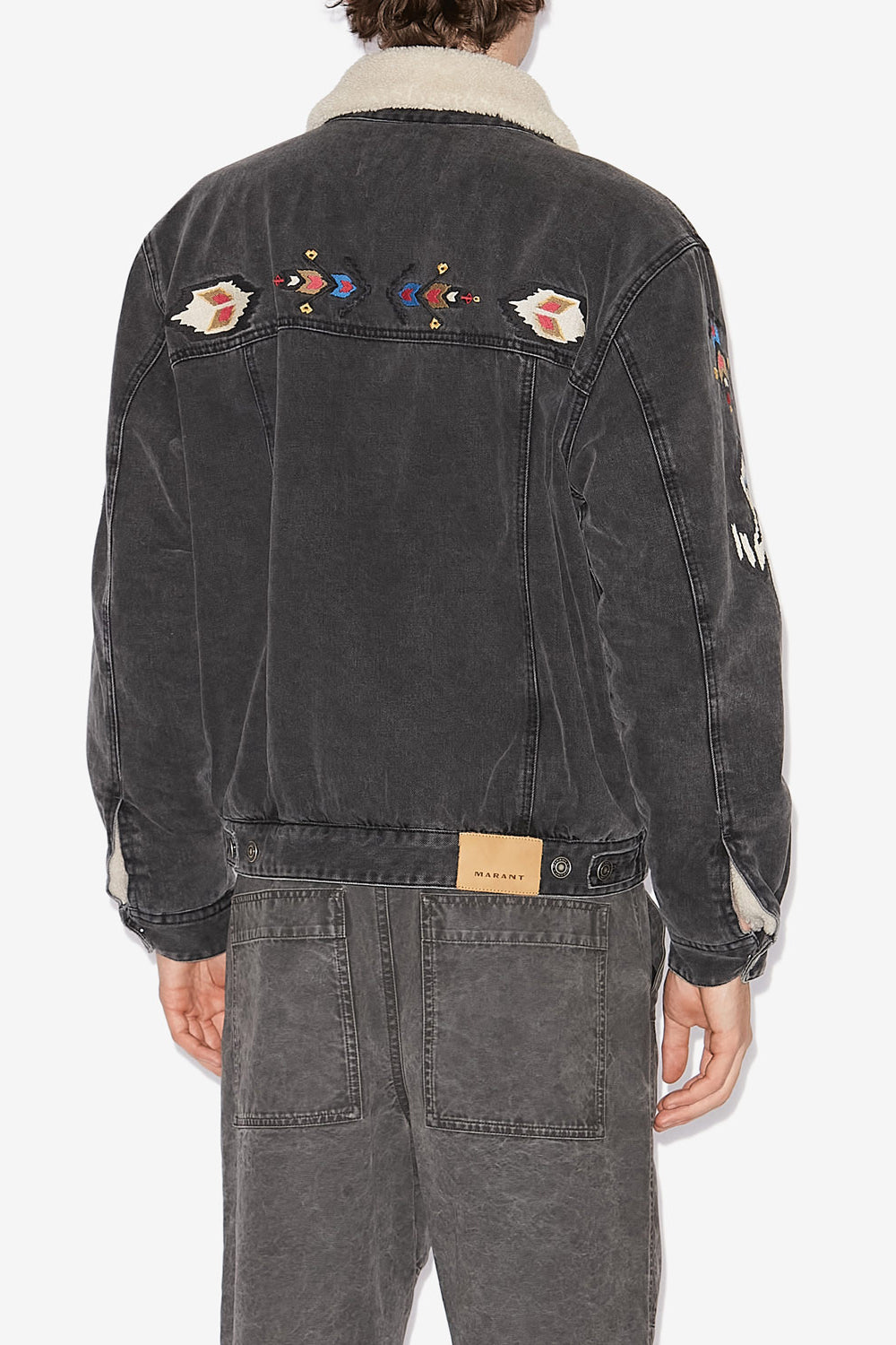 Jacke jenson aus besticktem denim - Dunkelgrau - Man - 5