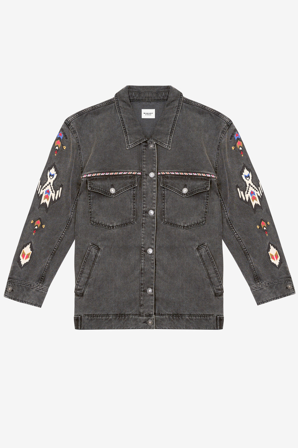 Manona embroidered denim jacket - Dark gray - Woman - 1