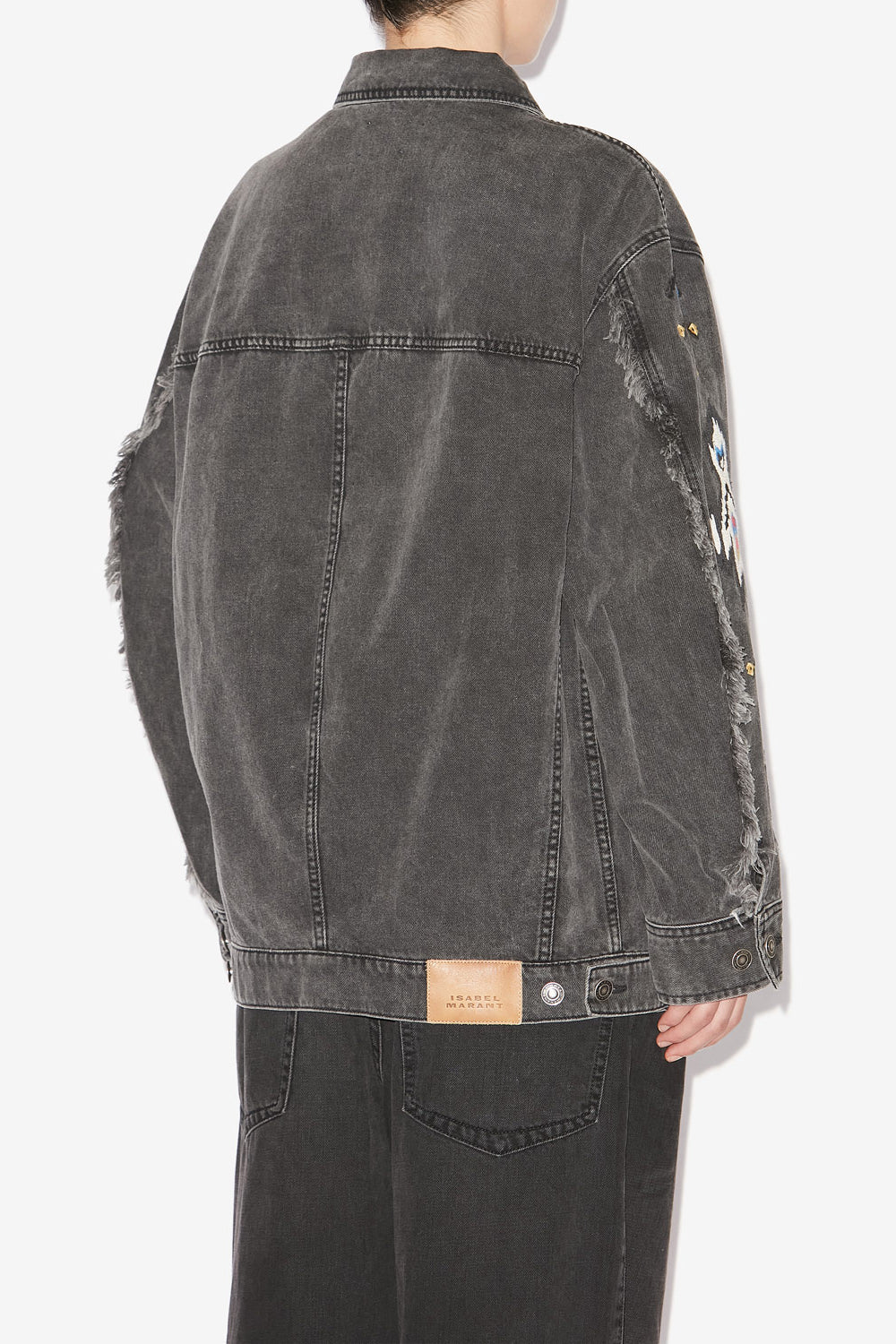 Manona embroidered denim jacket - Dark gray - Woman - 5