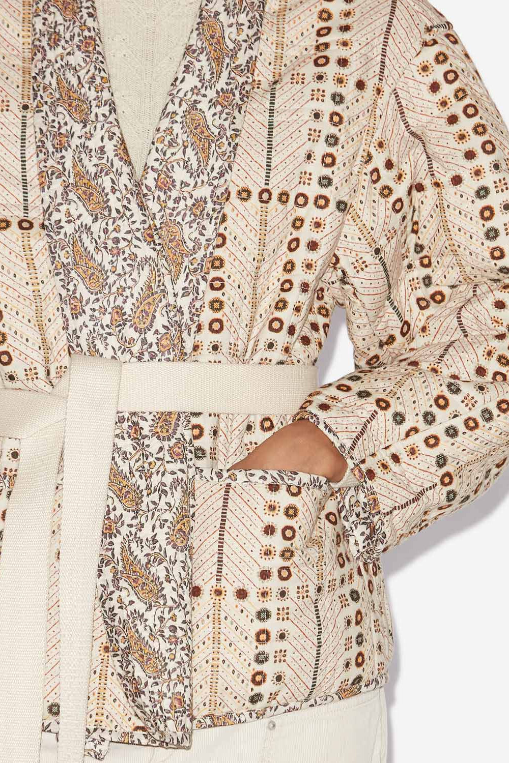 Chancel printed cotton jacket - Ecru - Woman - 3