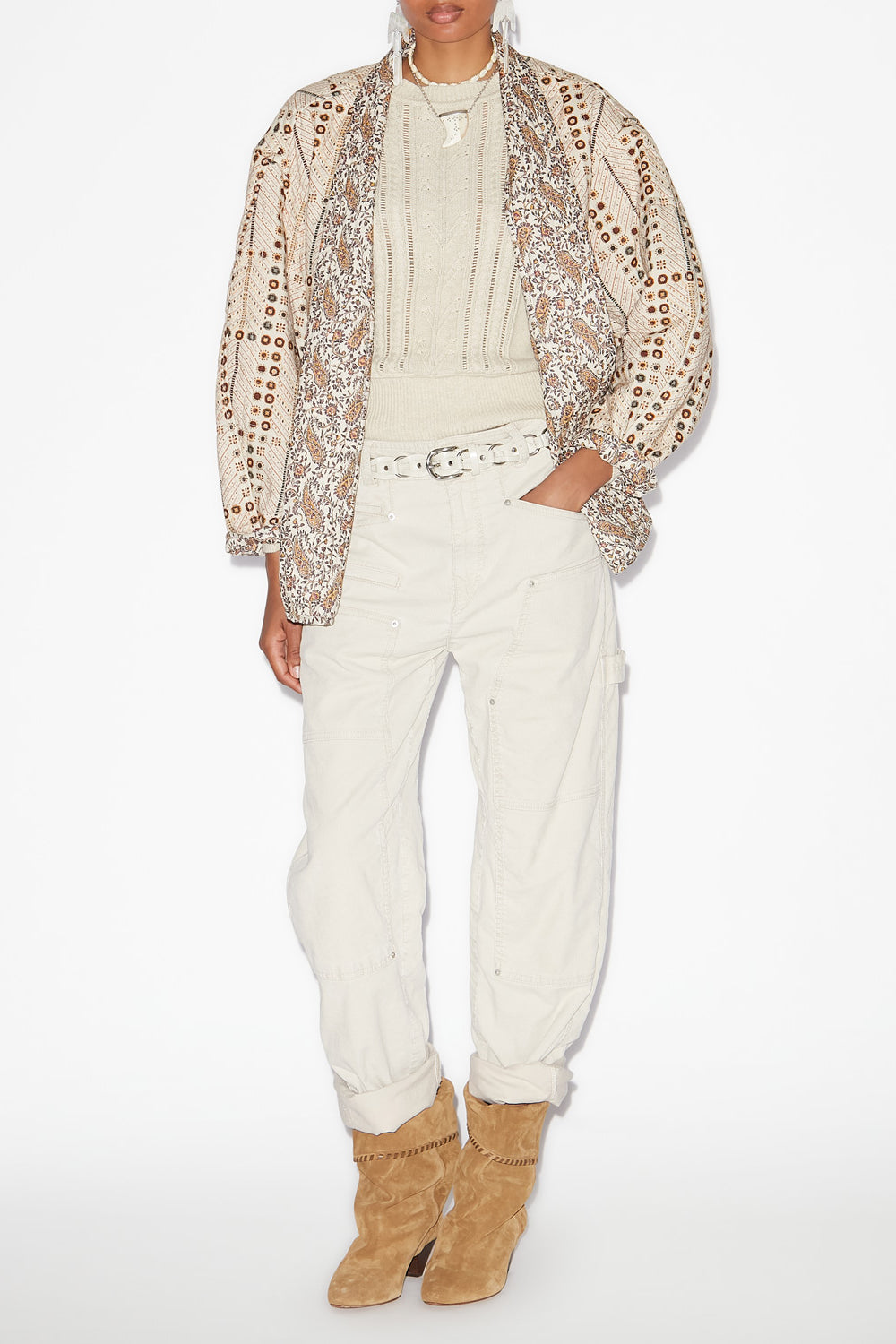 Chancel printed cotton jacket - Ecru - Woman - 2