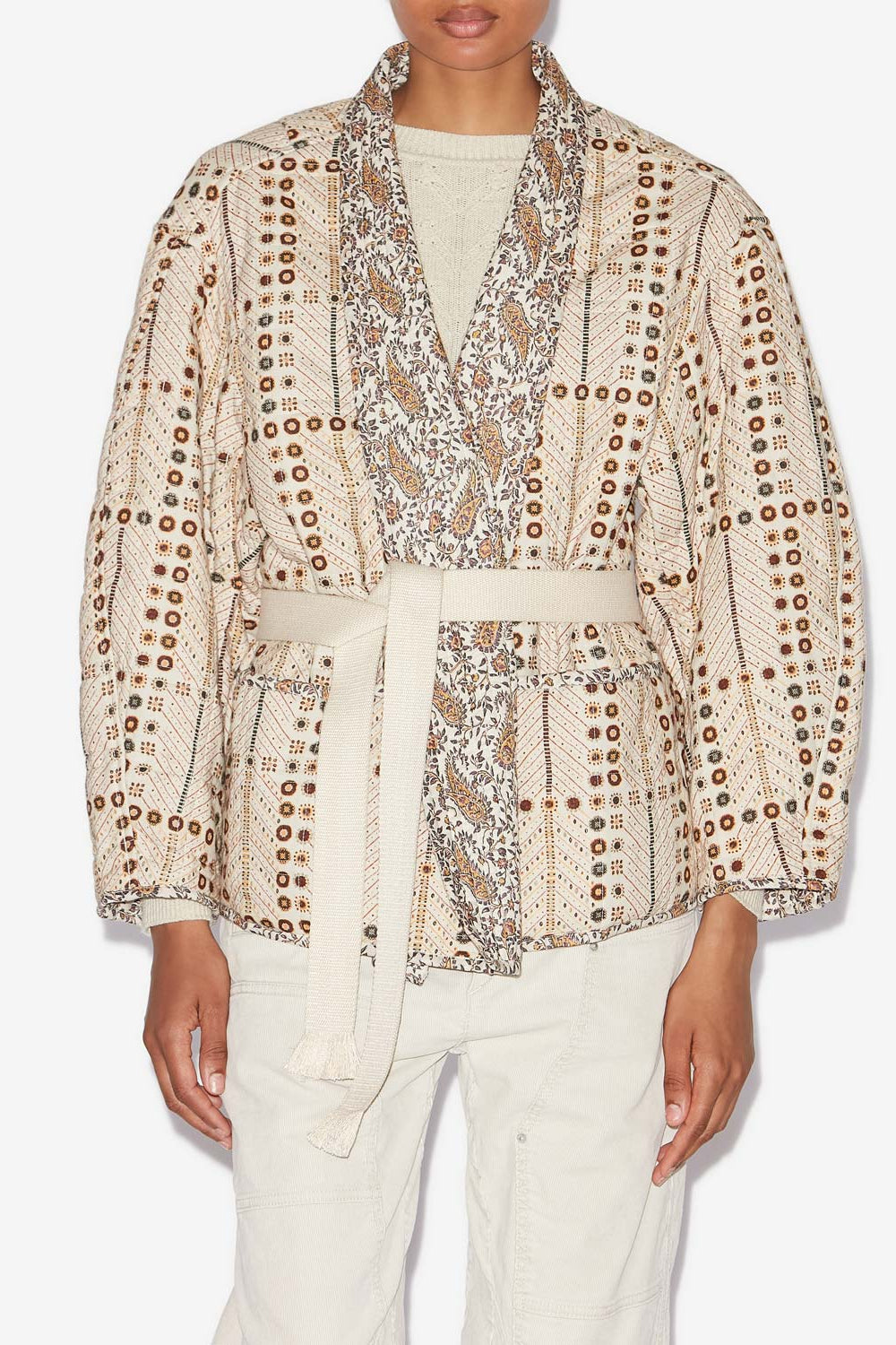 Chancel printed cotton jacket - Ecru - Woman - 4