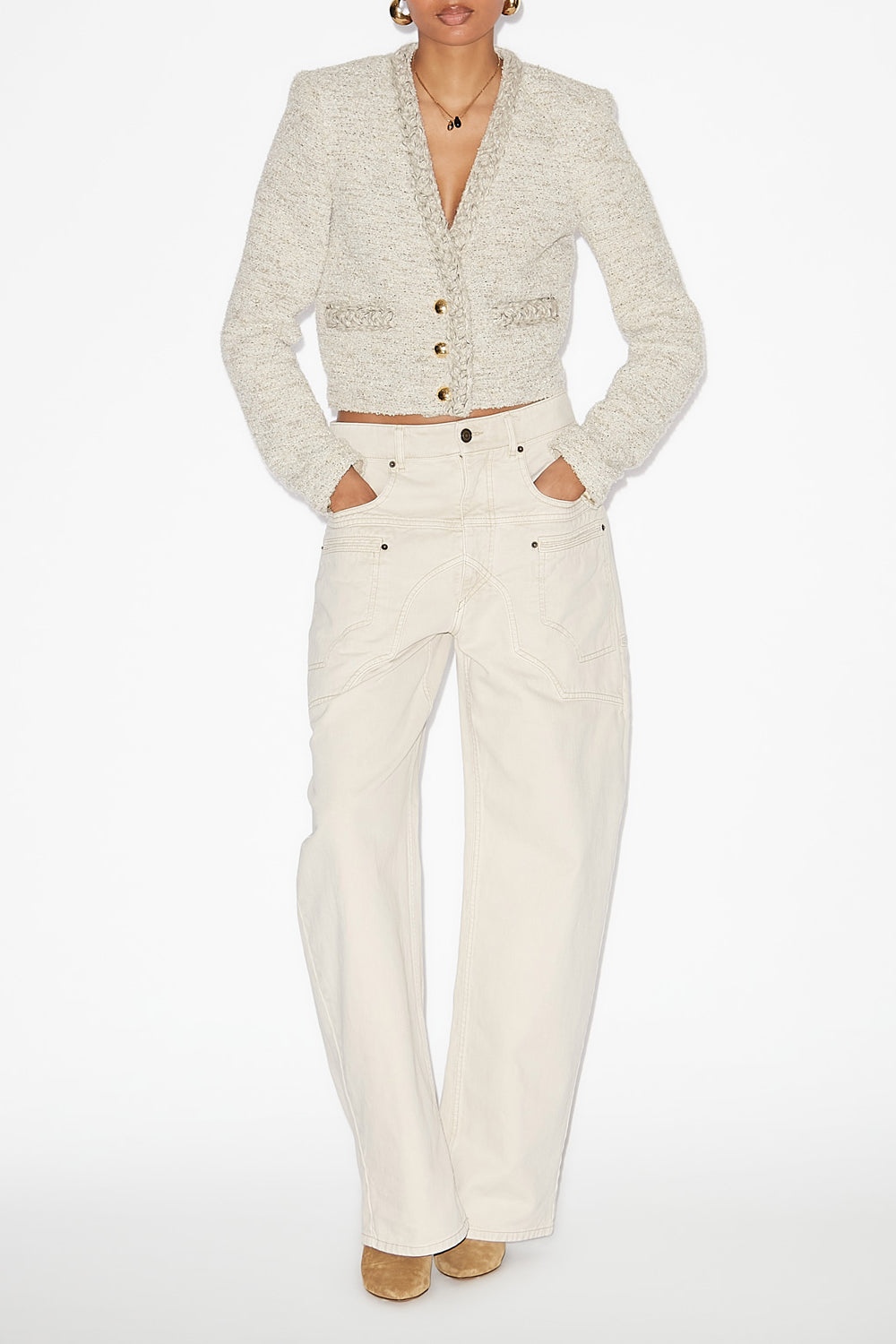 Veste courte gwendoline en cowens - Écru - Woman - 2